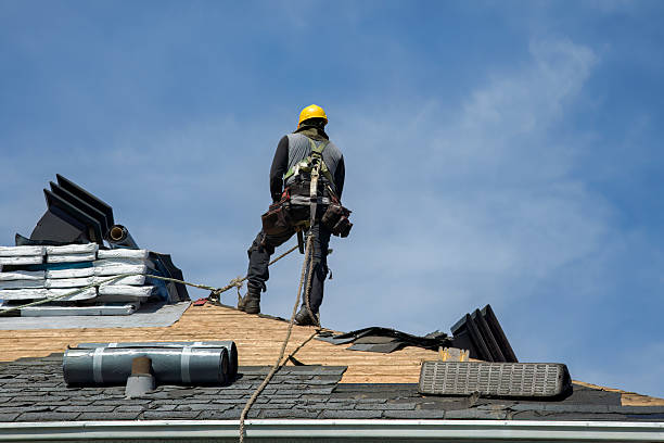 Professional Gutter Installation technician working in West Poland, ME